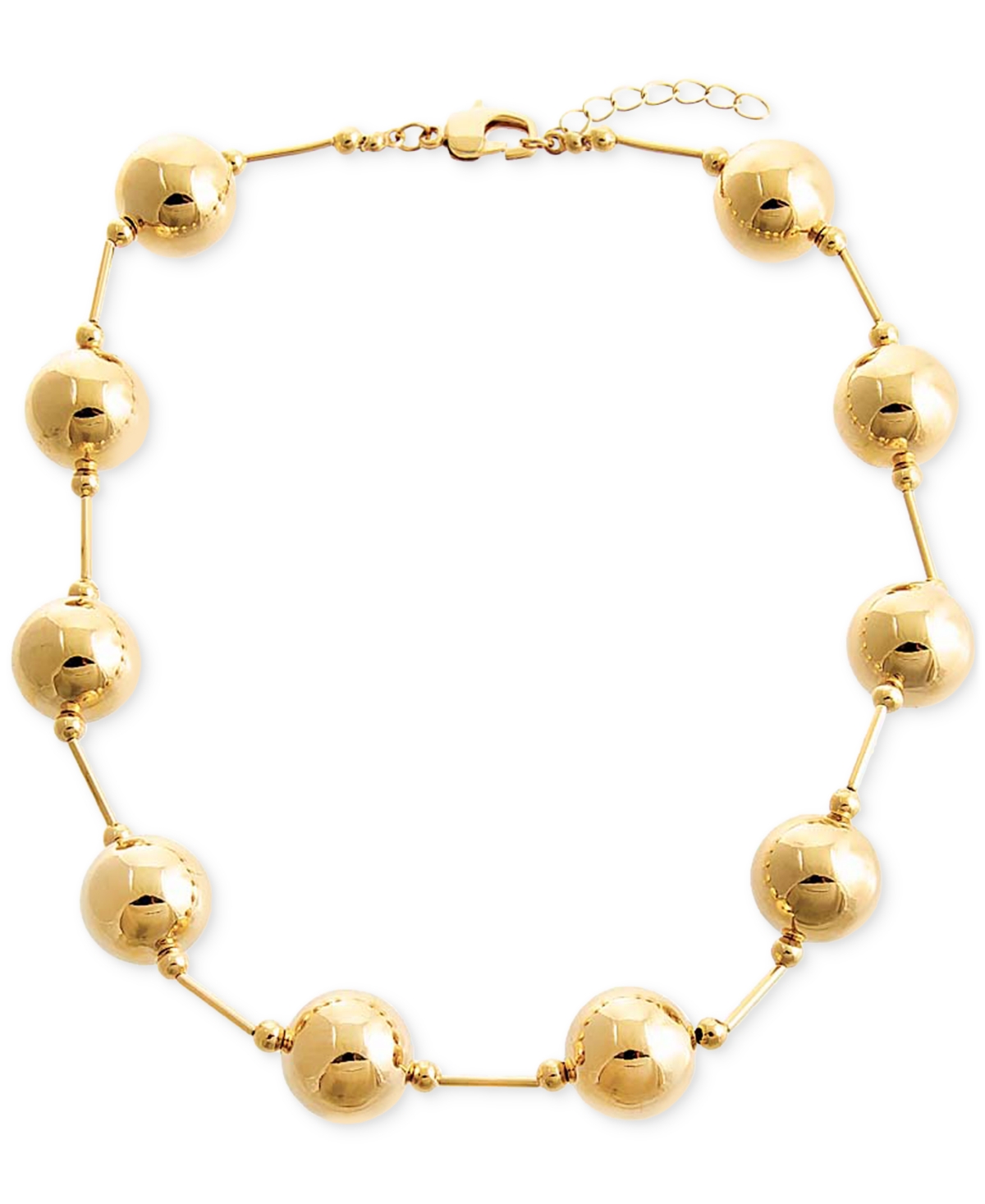 By Adina Eden 14k Gold-plated Large Ball & Bar Collar Necklace, 15" + 1-1/2" Extender