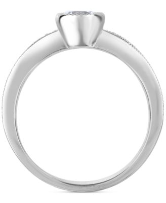 Diamond Bezel Milgrain Engagement Ring (5/8 ct. t.w.) in 14k White Gold