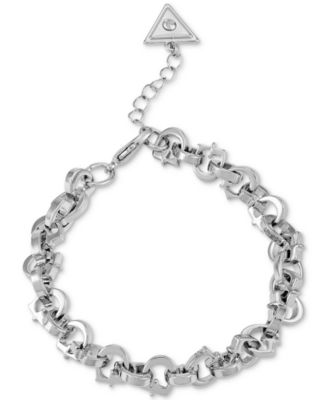 GUESS - Silver-Tone Alternating G Link Flex Bracelet