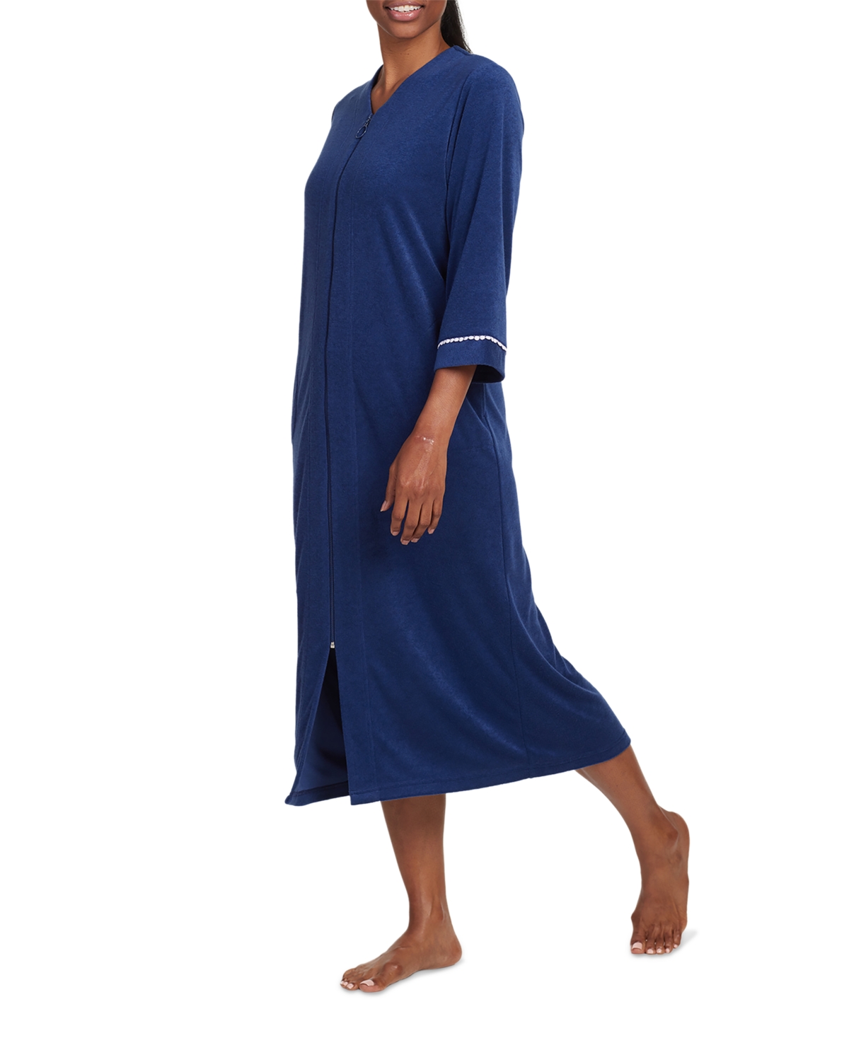 Women's Solid-Color Long-Sleeve Zip Robe - Fuchsia