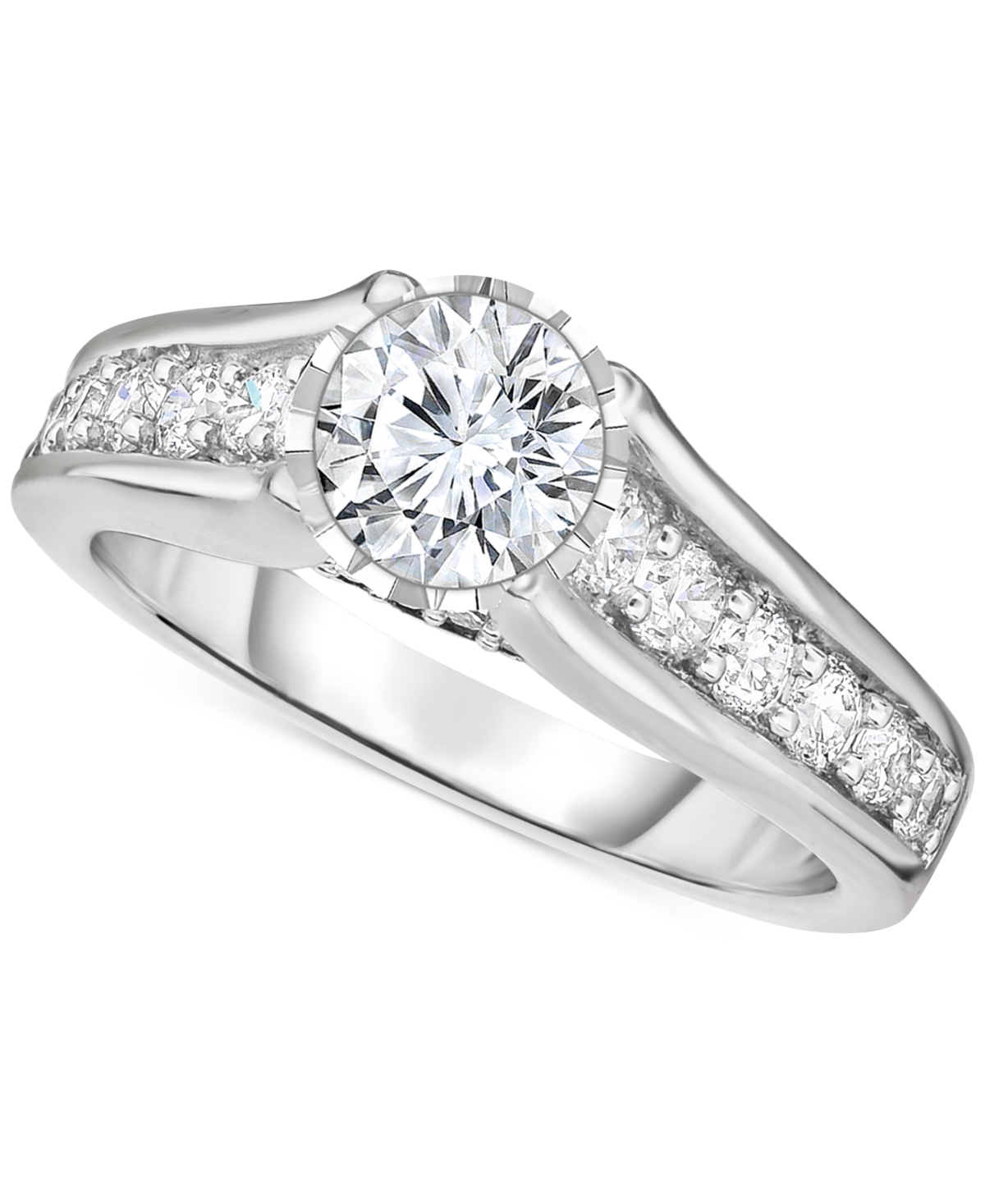 Macy's Diamond Cathedral Style Engagement Ring (1-1/2 Ct. T.w.) In 14k White Gold