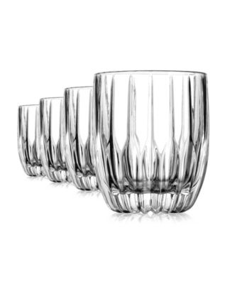 Godinger 27479 Pleat Double Old Fashion Highball & Goblet Glassware Set - Clear - Set of 12