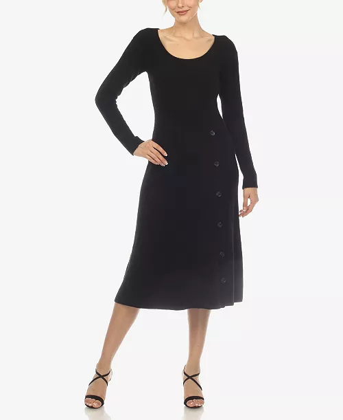 women's scoop neck fit and flare sweater dress