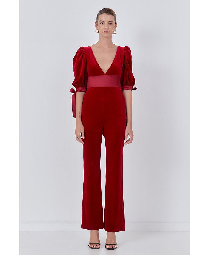 Macys velvet jumpsuit outlet