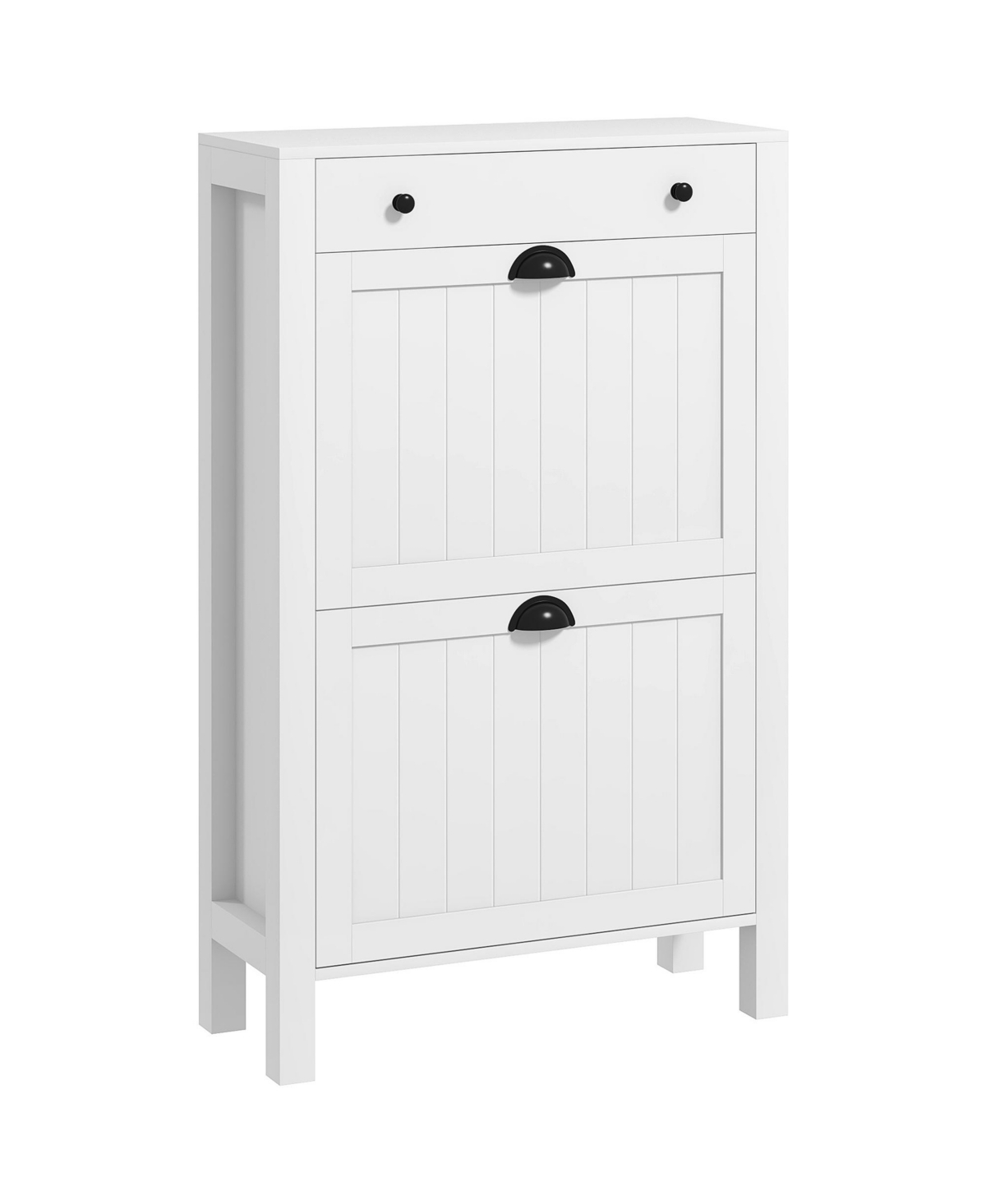 Shoe Storage Cabinet with 2 Flip Drawers for 8 Pairs of Shoes - White