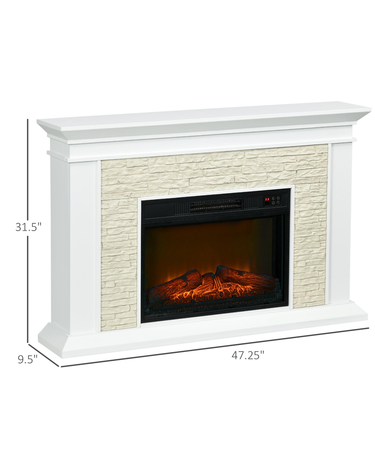 Homcom 31.5" Electric Fireplace with Mantel Remote 12H Timer 1400W White