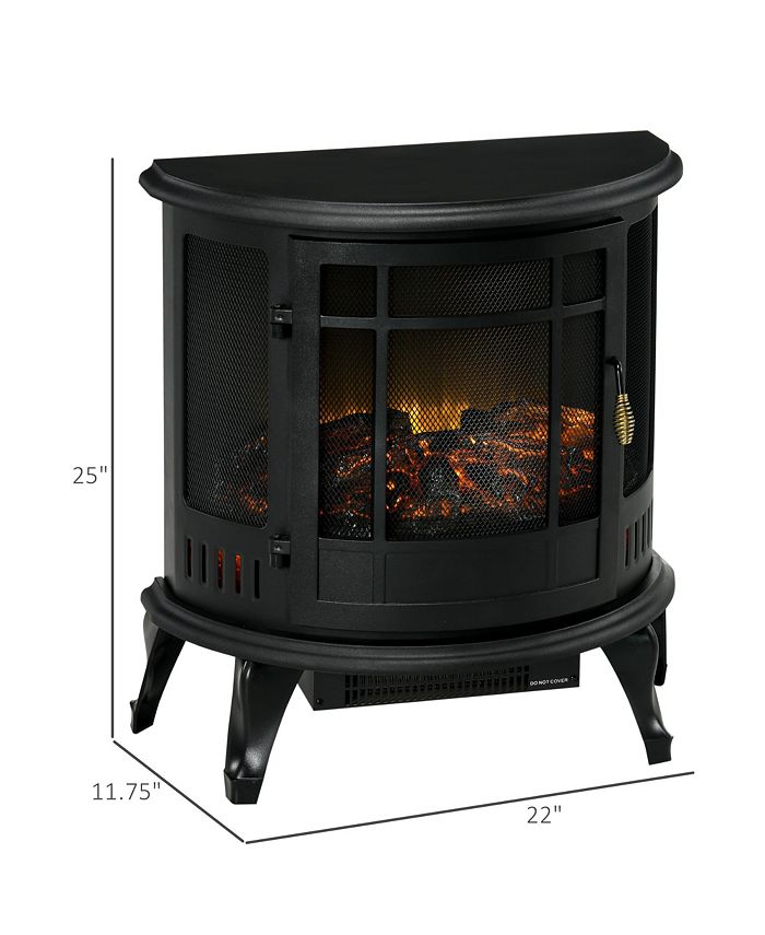 Electric Fireplace Stove with Realistic Flame, Fireplace, Black