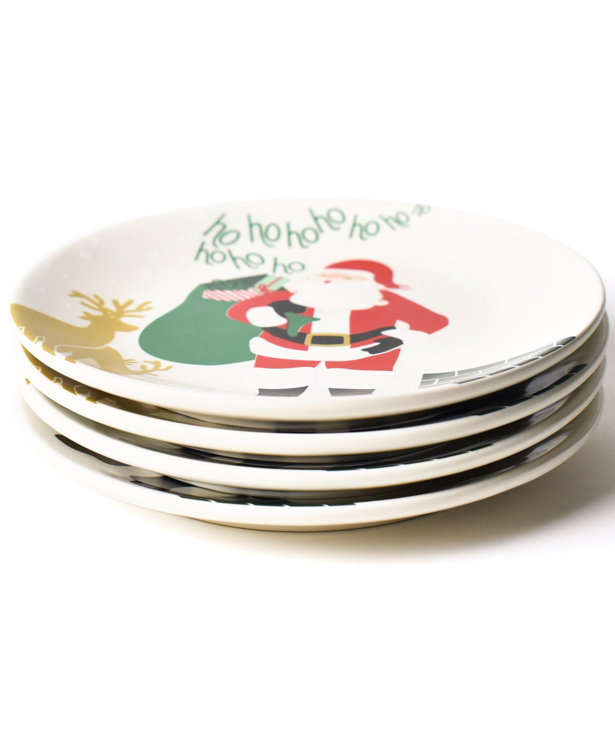 Santa on the Rooftop Salad Plate Set of 4, Service for 4 - Multi
