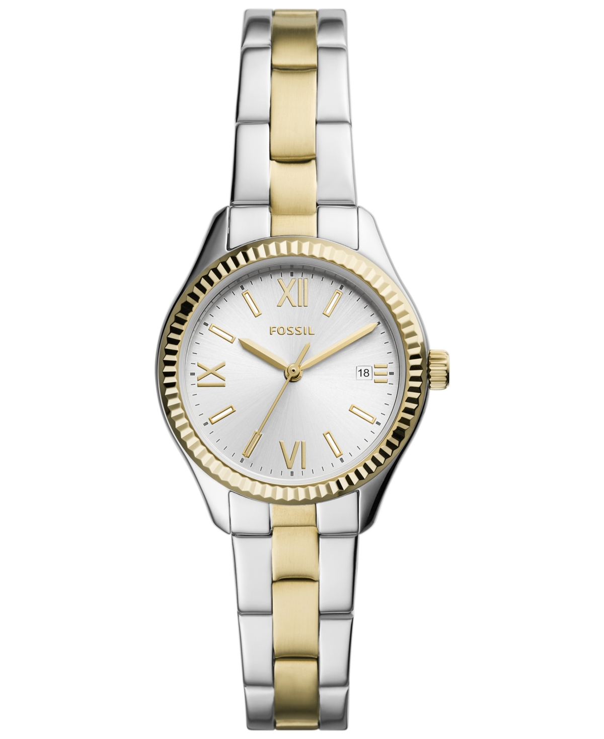 Fossil Women's Rye Three-hand Date Two-tone Stainless Steel Watch, 30mm
