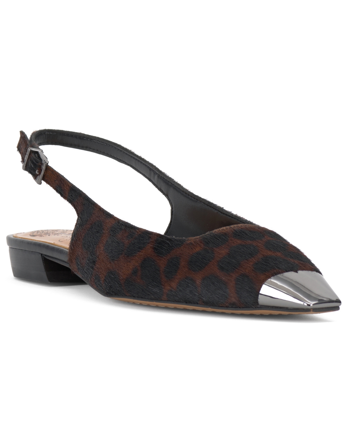 Vince Camuto Sellyn Slingback Capped-toe Flats In Deep Natural Leopard