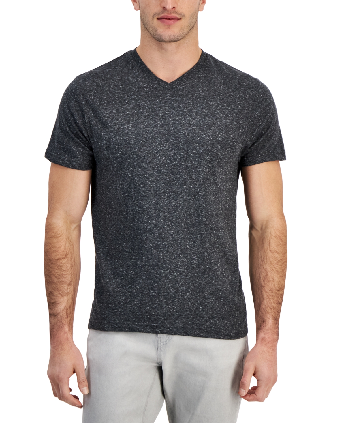 Alfani Men's V-neck T-shirt, Created For Macy's In Black,white