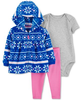 Carter's - Baby Girls Fair Isle Little Cardigan, Bodysuit and Pants, 3 Piece Set
