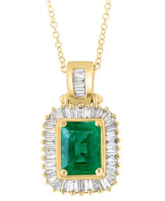 EFFY&reg; Emerald (1-3/8 ct. t.w.) and Diamond (1/2 ct. t.w.) Necklace in 14k Gold