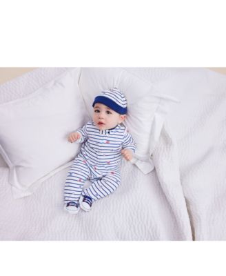 Baby Boys Sports Footed Coverall and Hat, 2 Piece Set