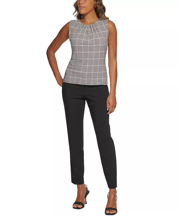 Printed Pleat-Neck Blouse - thumbnail 2