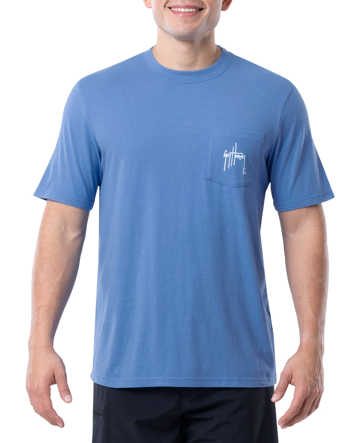 Shop Guy Harvey Men's Southbound Sails Sportfishing Logo Graphic Pocket T-shirt In Azure Blue