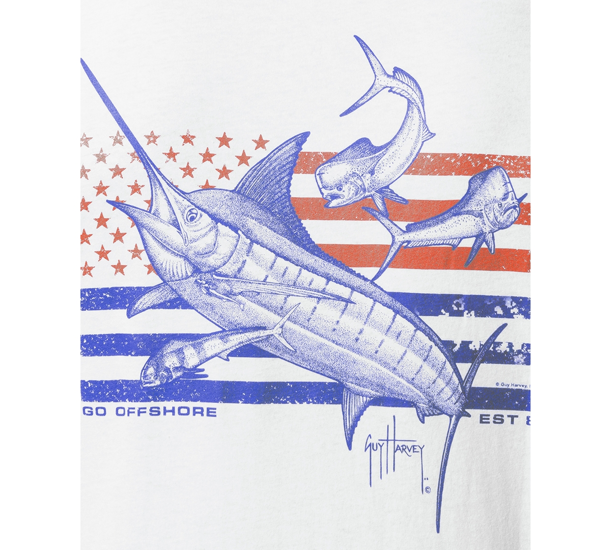 Shop Guy Harvey Men's Go Offshore Stars & Stripes Logo Graphic T-shirt In Bright White