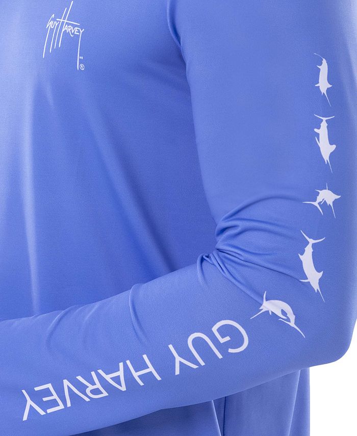 Guy Harvey T-shirt à manches longues pour homme Offshore Fish Collection, Gris glacier/Sunset Paradise, T-Grand