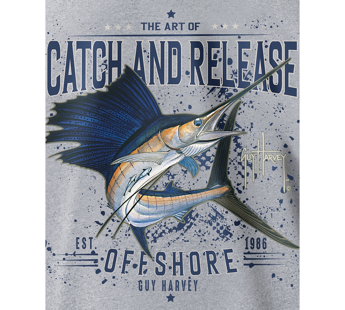 Shop Guy Harvey Men's Threadcycled Catch And Release Offshore Logo Graphic T-shirt In Light Grey Heather