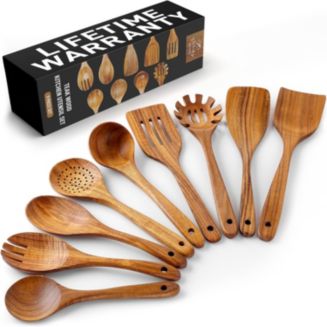 9-Piece Natural Teak Wooden Utensils for Cooking - Macy's