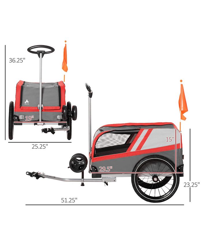 Aosom Dog Bike Trailer 2in1 Travel Dog Stroller, Bike Cargo Trailer