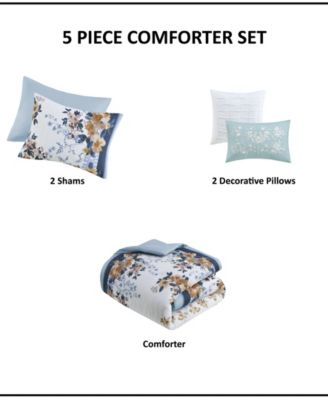 Jules Cotton Floral 5-Pc. Comforter Set, Full/Queen