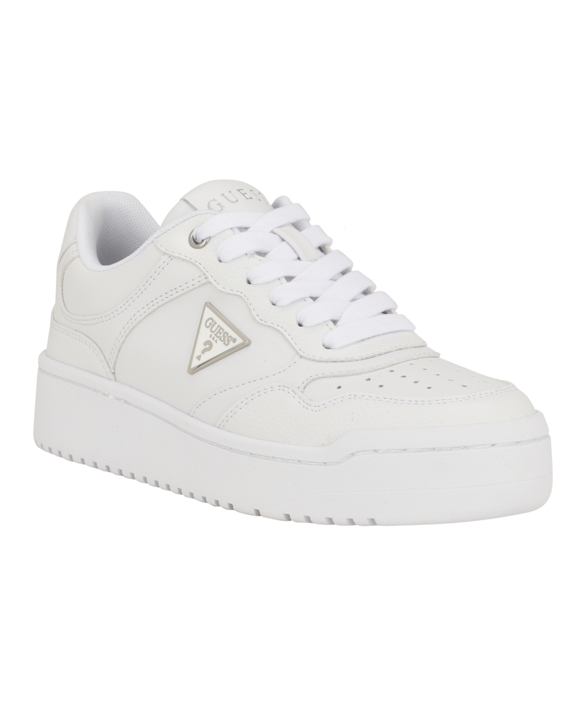 Shop Guess Women's Miram Platform Lace-up Court Sneakers In White,white