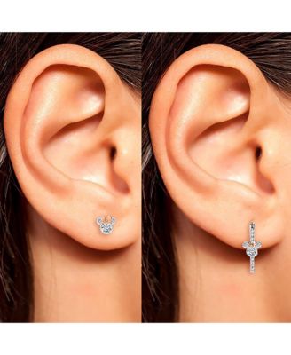 Minnie Mouse Mommy & Me Silver Plated Hoops and Stud Earrings Set