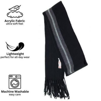 Men's Scarf Soft Knit Winter Scarves Plaid Striped or Solid Neck Covering Long Warm Stylish