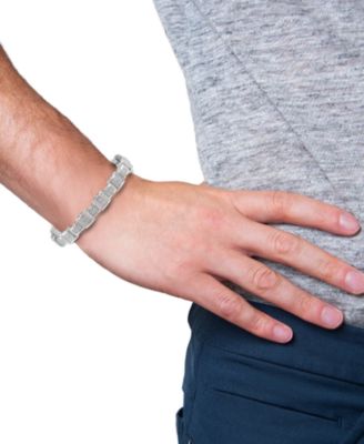 Men's Diamond Cluster Link Bracelet (1 ct. t.w.) in Sterling Silver