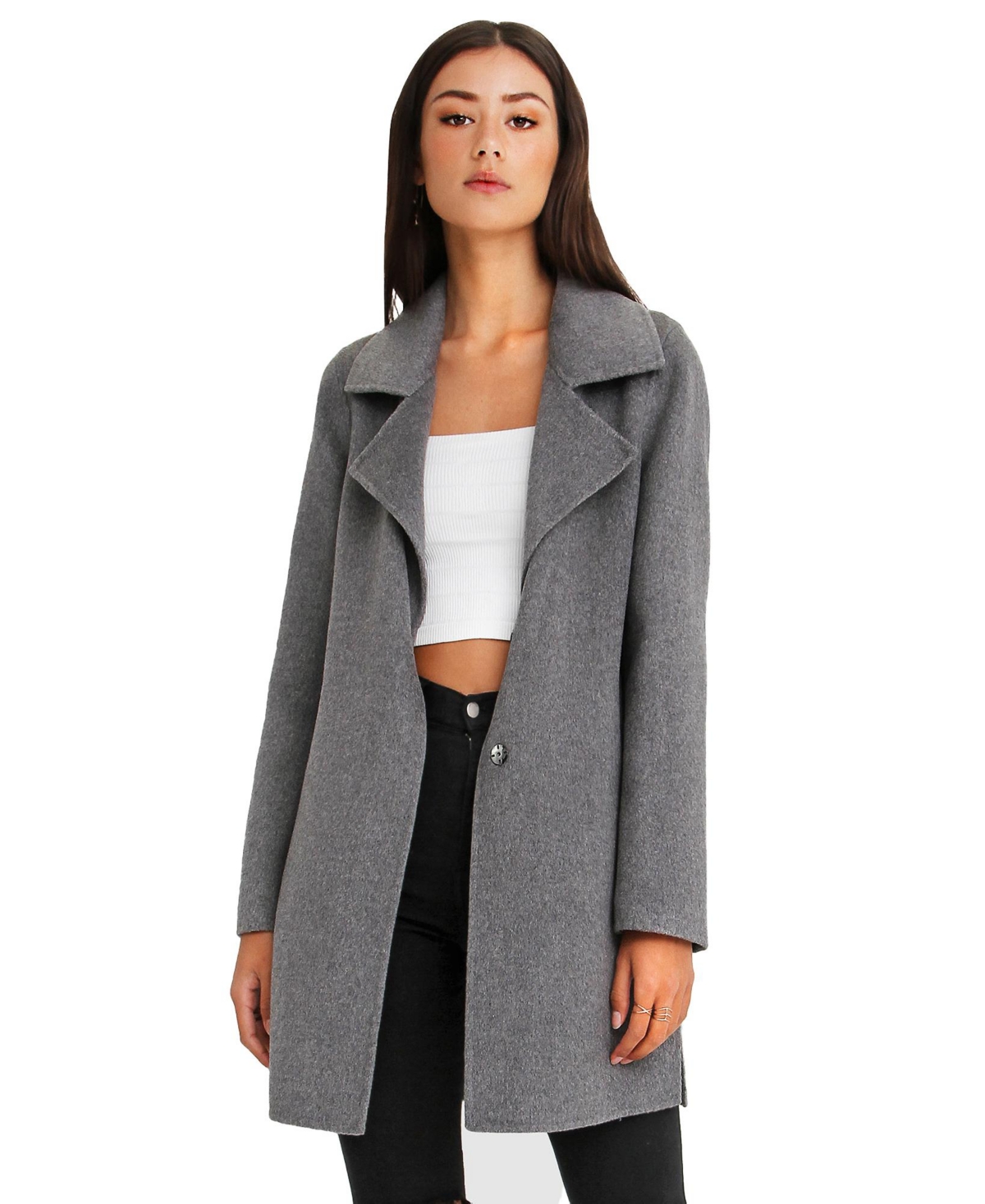 Belle & Bloom Ex-boyfriend  Wool Blend Oversized Jacket - Dark Grey
