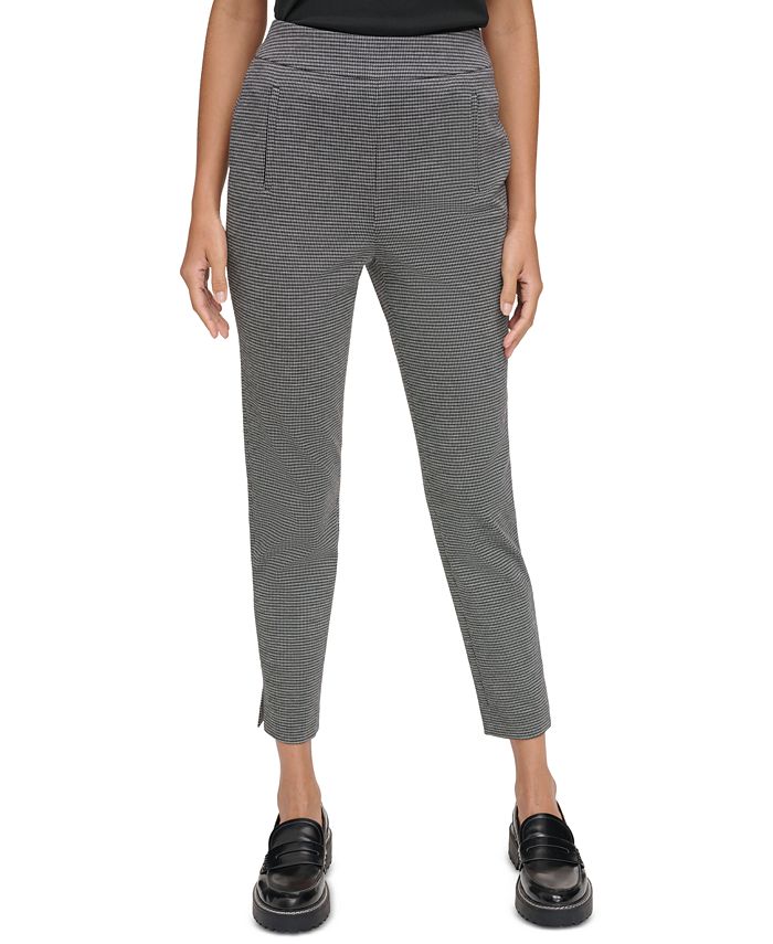 Calvin Klein Petite Checked Pull-On Skinny Ankle Pants - Macy's