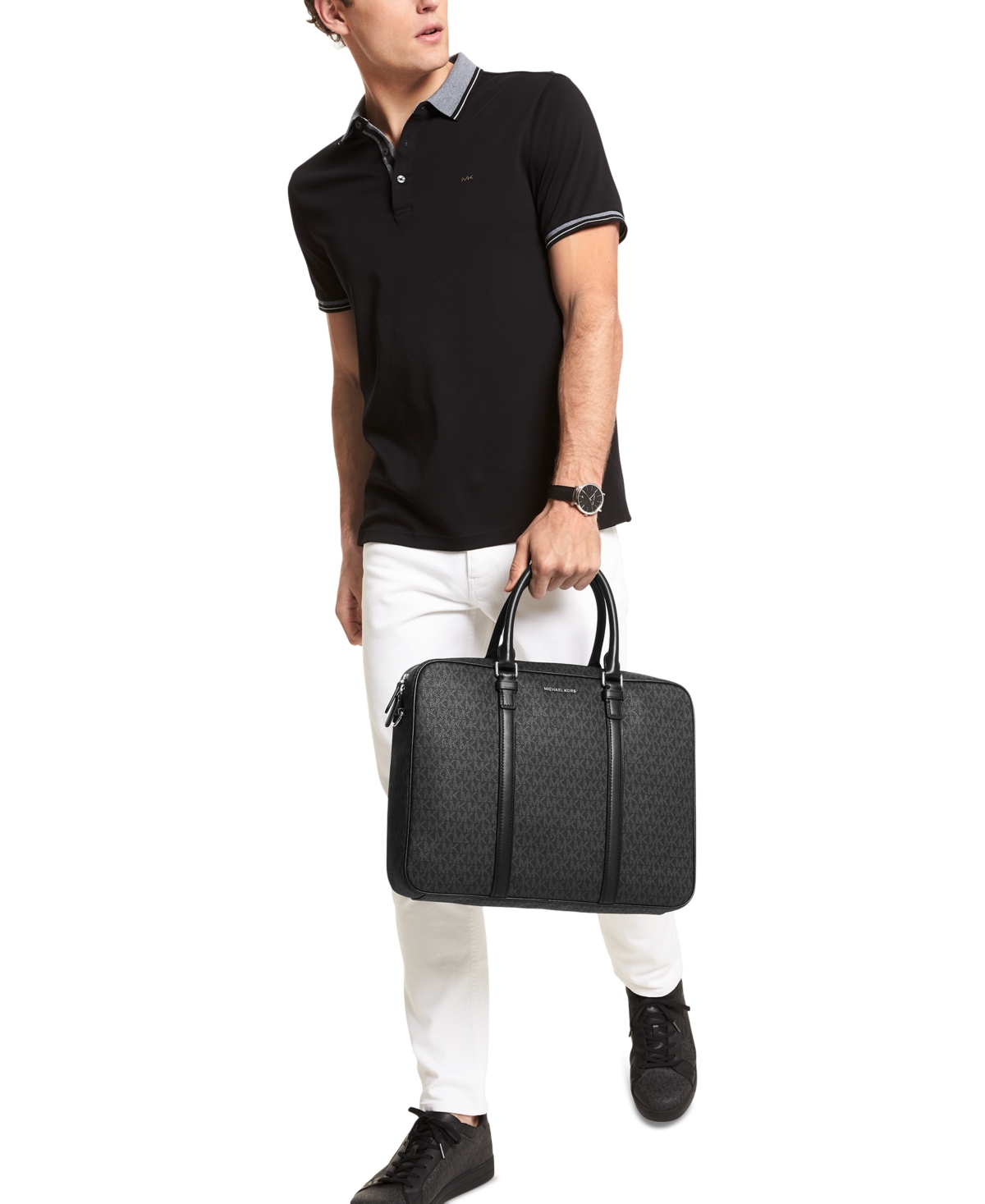 Shop Michael Kors Men's Commuter Briefcase In Black