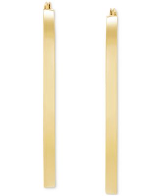 Polished Oval Flat-Edge Tube Earrings in 10k Gold, 1-1/5"