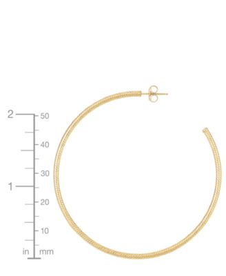 Textured Skinny Hoop Earrings (1-1/2") in 14k Gold