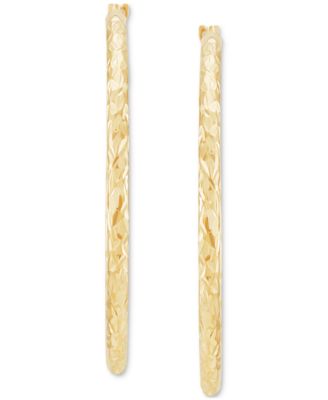 Diamond-Cut Hoop Earrings in 14k Gold, 1 1/3 inch