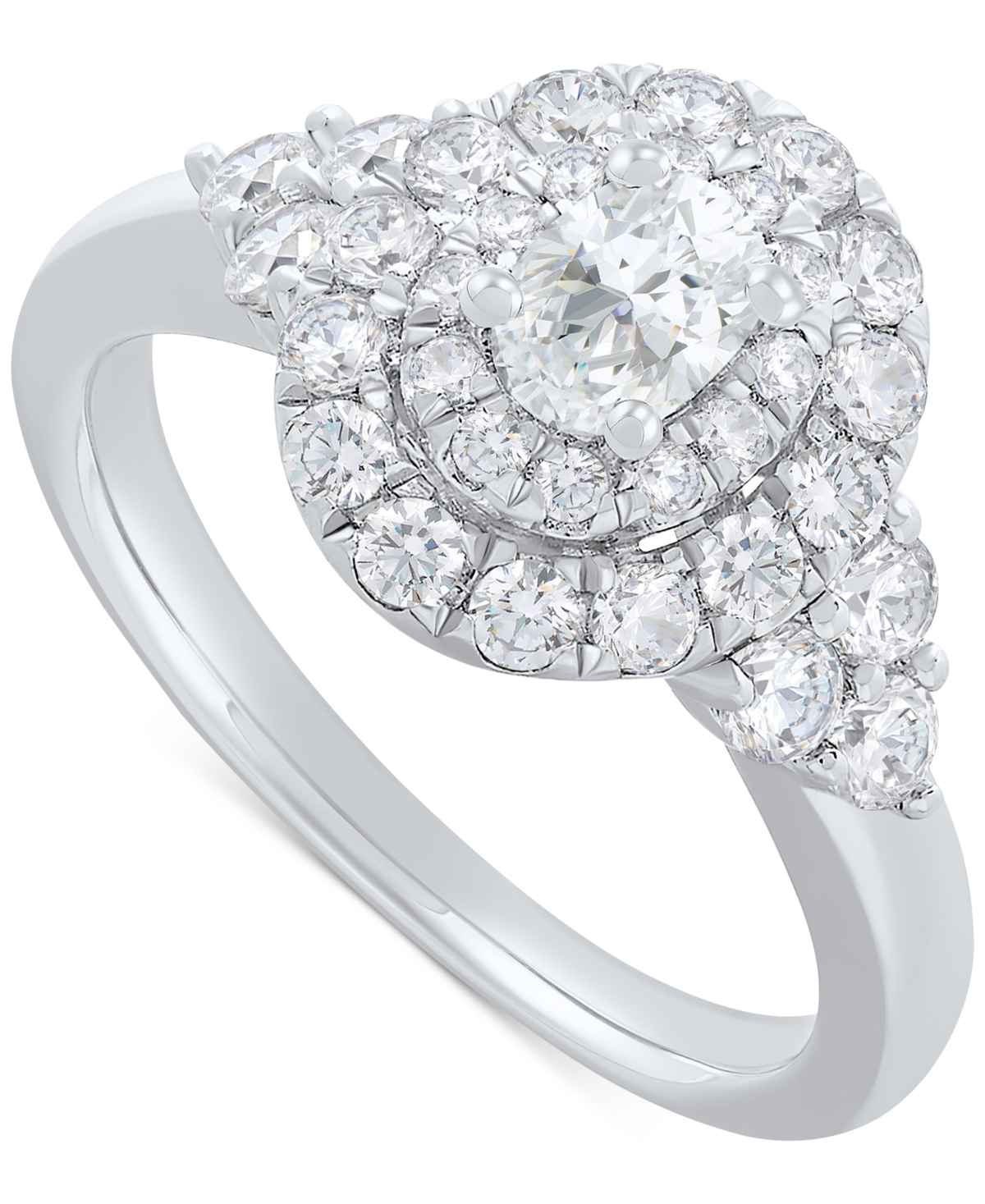 Macy's Diamond Oval Double Halo Engagement Ring (1 Ct. T.w.) In 14k White Gold