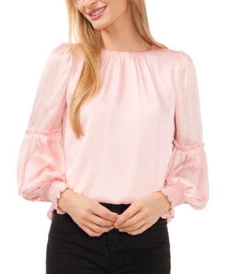 CeCe - Women's Ruffled Long-Sleeve Smocked-Cuff Top