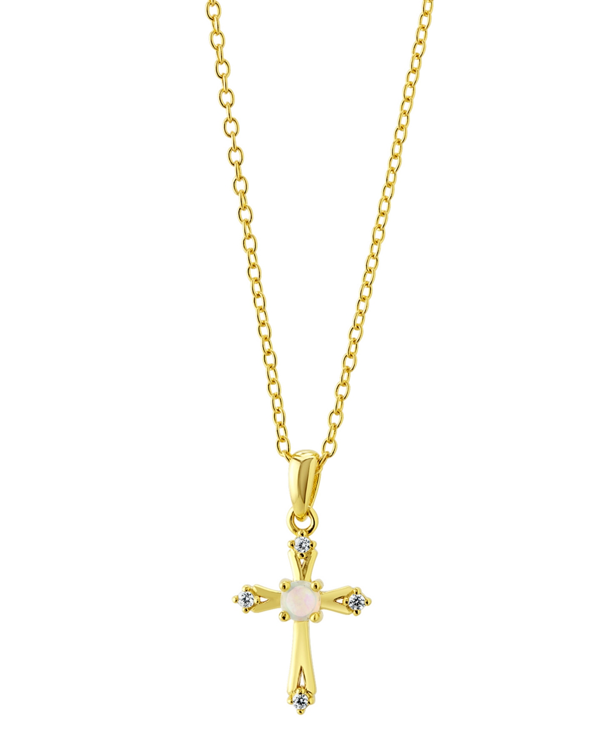 Giani Bernini Simulated Opal (3/8 Ct. T.w.) & Cubic Zirconia Cross 18" Pendant Necklace In 18k Gold-plated Sterlin