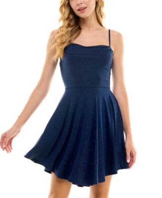 City Studios - Juniors' Glittered Fit & Flare Dress