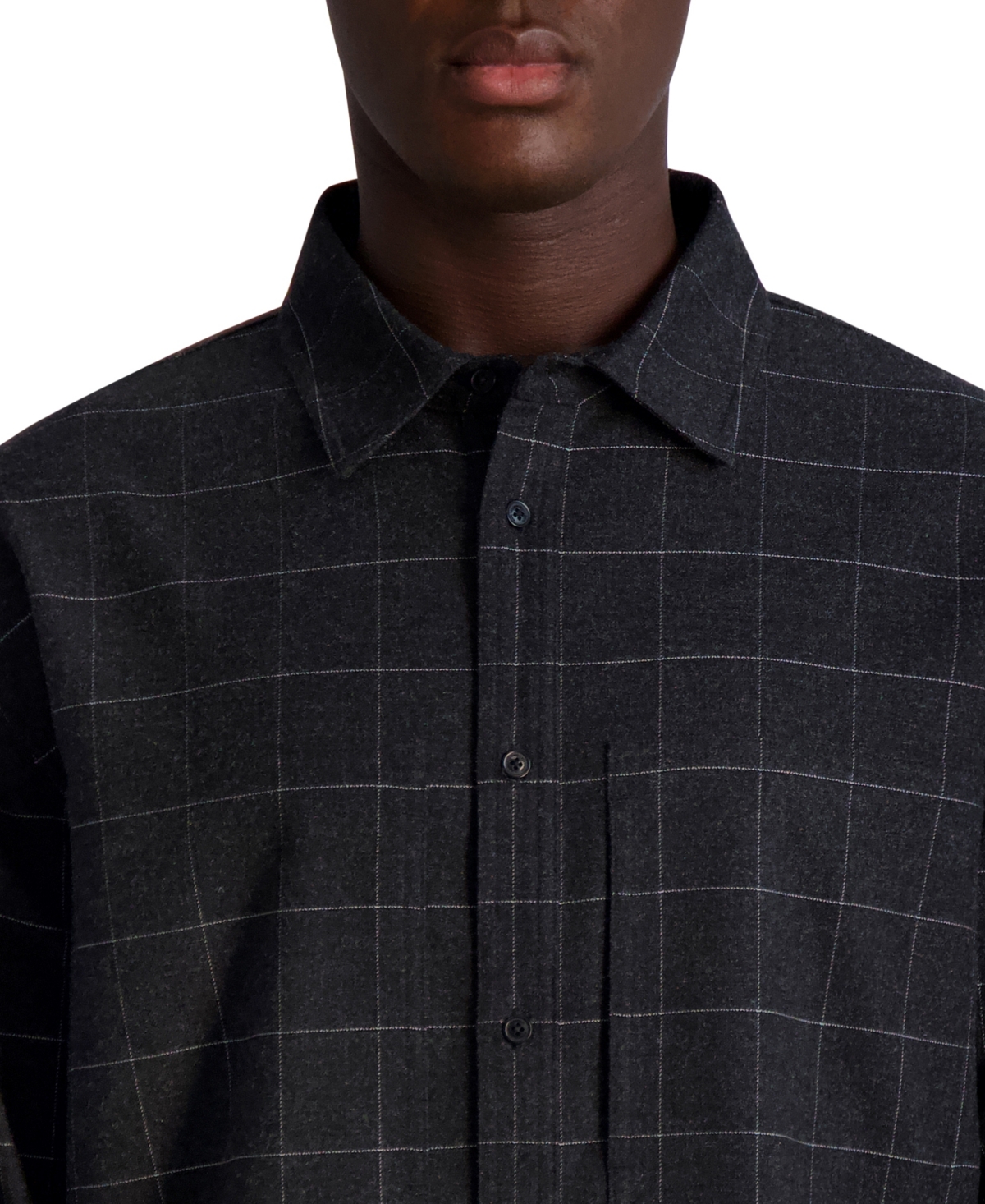 Karl Lagerfeld Men's Long Sleeve Windowpane Dress Shirt