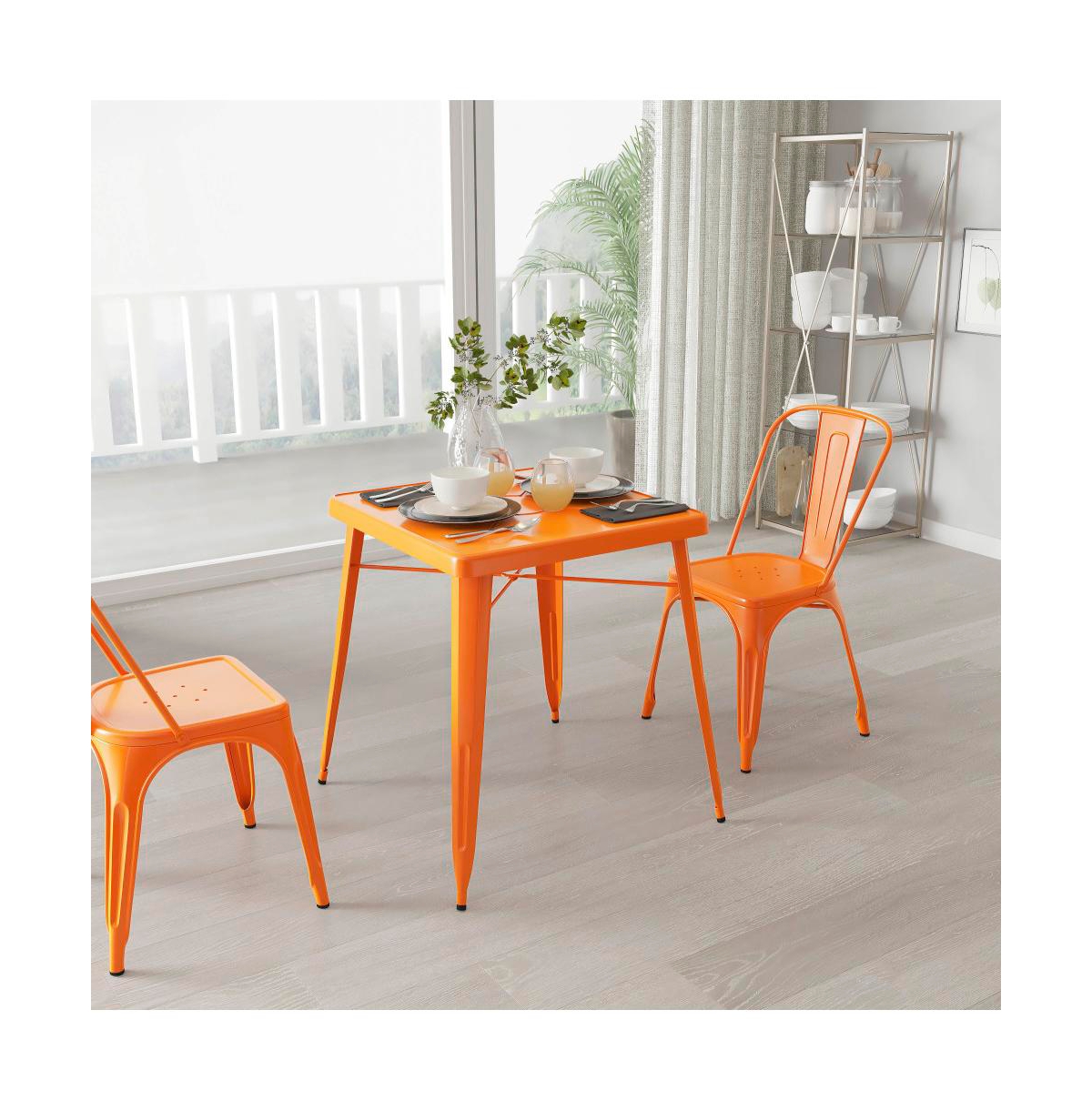 Merrick Lane Benson Square Metal Dining Table For Indoor And Outdoor Use