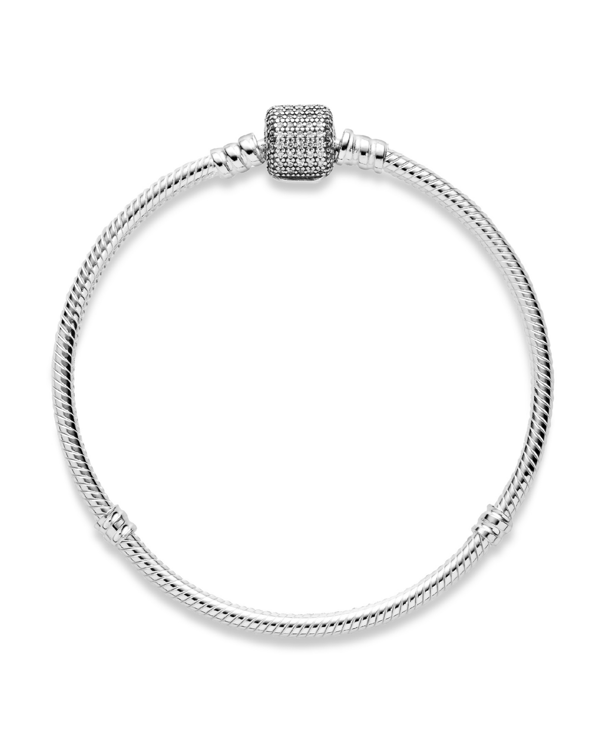 PANDORA MOMENTS CUBIC ZIRCONIA SPARKLING PAVE CLASP SNAKE CHAIN BRACELET 