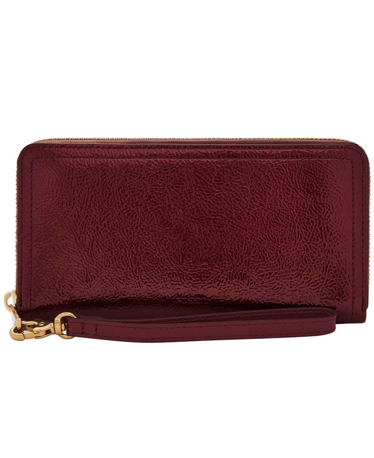 Fossil Logan Zip Around Clutch Wallet In Red Mahogany