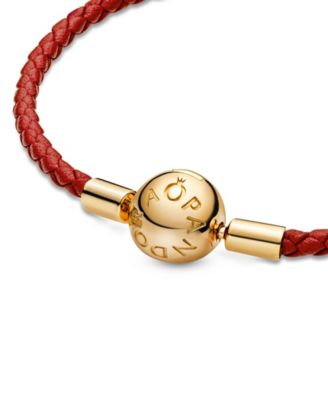 Moments 14K Gold-Plated Red Woven Leather Bracelet