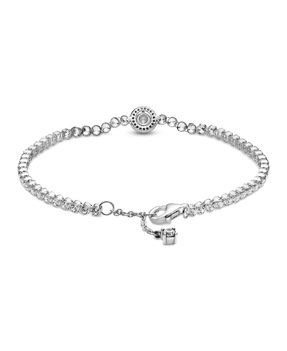 Pandora Cubic Zirconia Sparkling Halo Tennis Bracelet In Silver