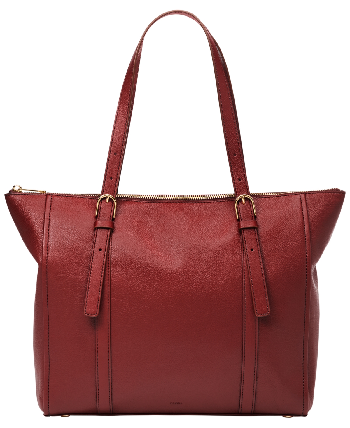 Fossil Carlie Leather Tote Bag In Scarlet