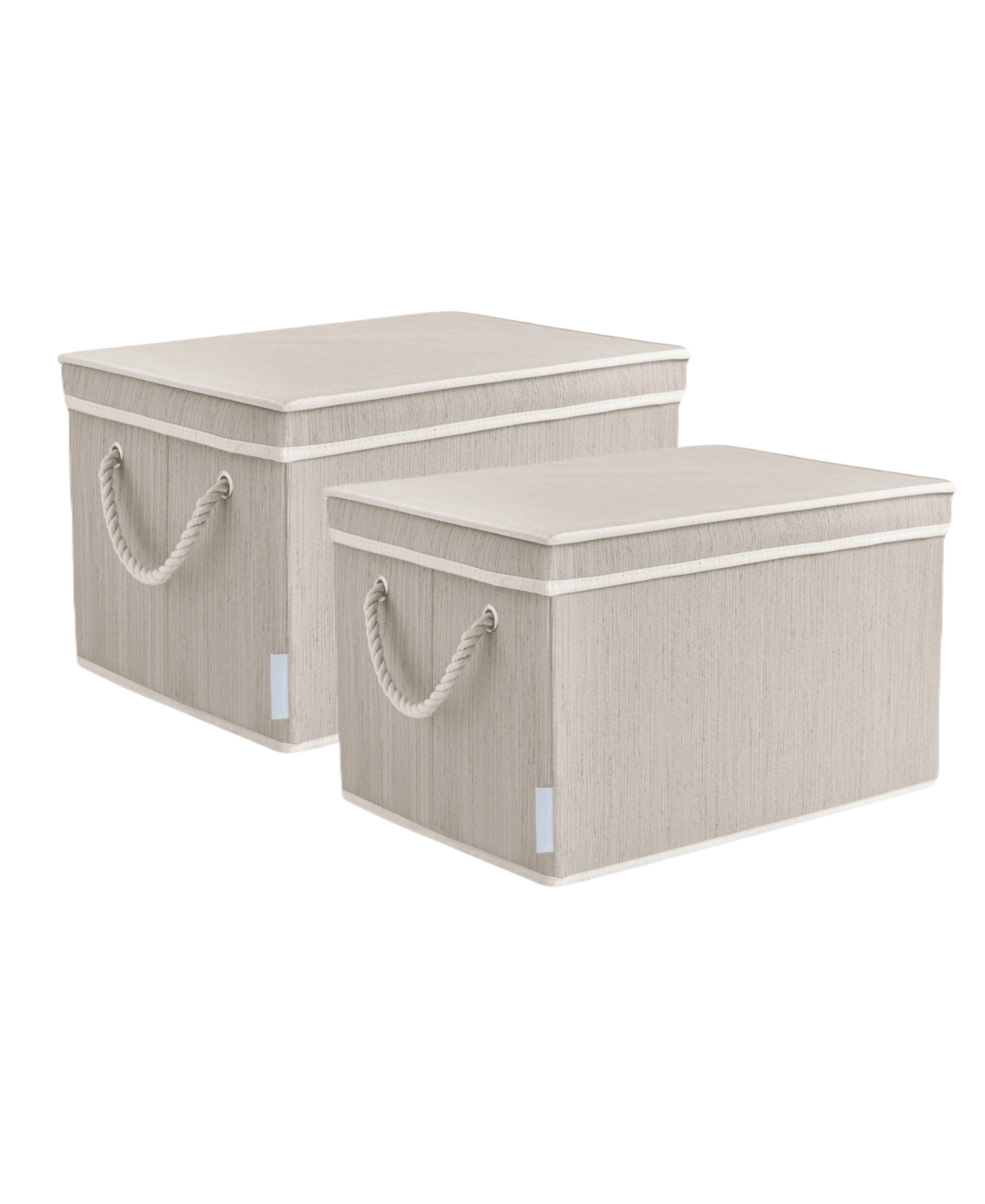 Wethinkstorage 34 Litre Collapsible Fabric Storage Bins With Lids And Cotton Rope Handles, Set Of 2 In Clay
