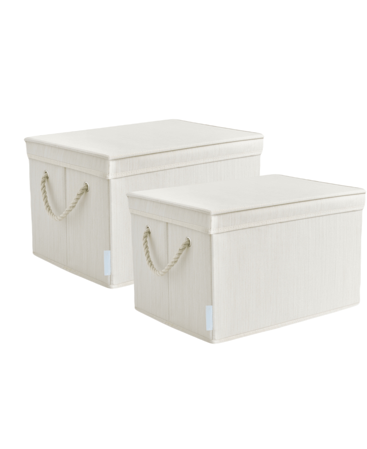 Wethinkstorage 34 Litre Collapsible Fabric Storage Bins With Lids And Cotton Rope Handles, Set Of 2 In Ivory