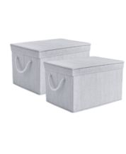 Honey Can Do Set of 3 Large Fabric Storage Bins with Handles, Heather - Gray